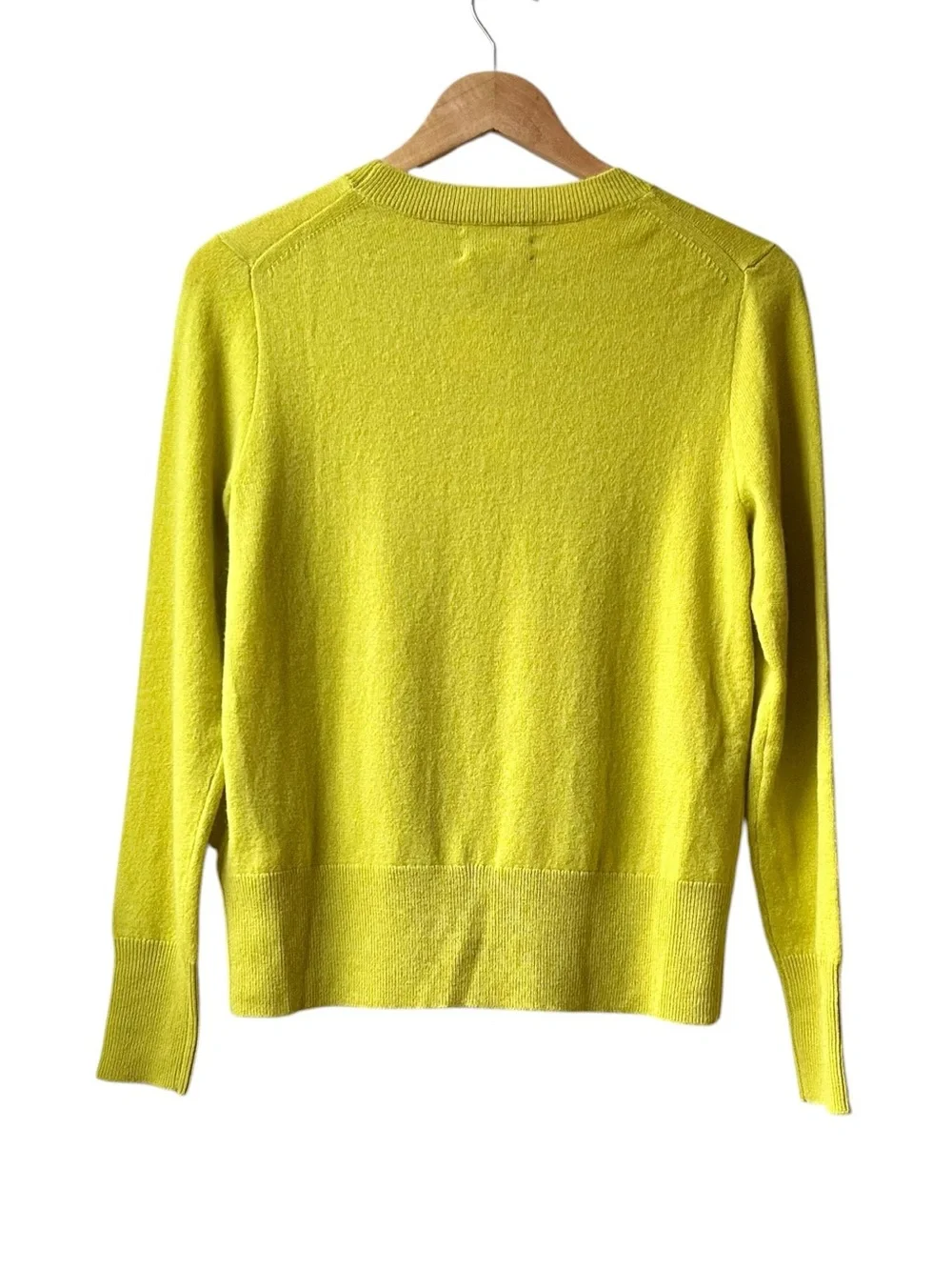NWT J.Crew Cashmere Classic-Fit Crewneck Sweater Green Yellow chartreuse Sz S
